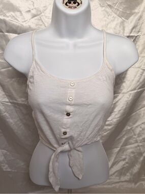 White Button-Front Tie Waist Camisole